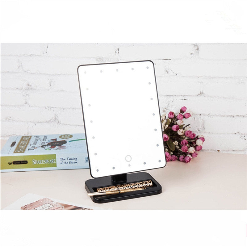 20 LED Lights Makeup Mirror Touch Screen Lighted Tabletop Cosmetic Mirror