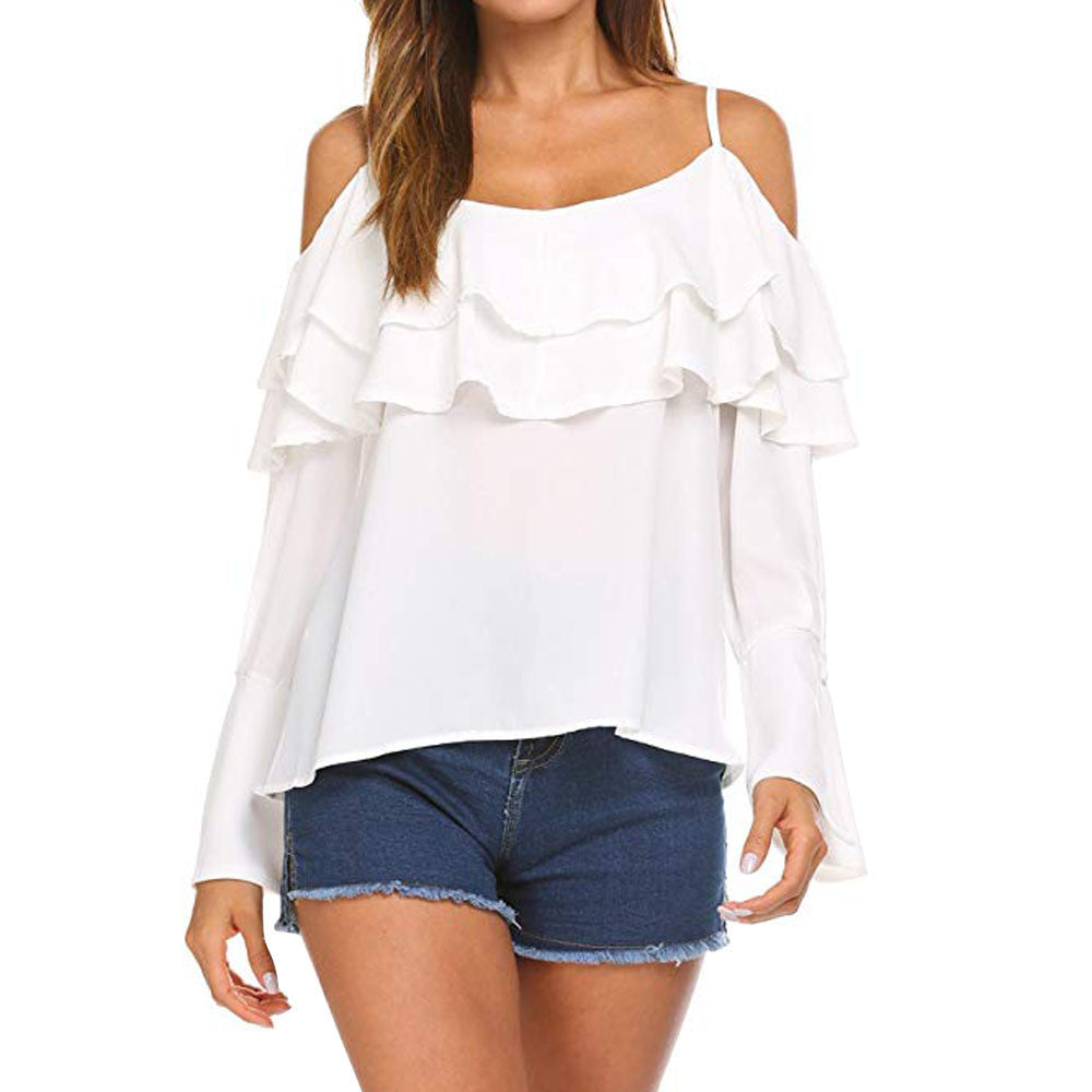 Fashion Women Autumn Off Shoulder Long Sleeve Top Casual Blouse Tops T-Shirt