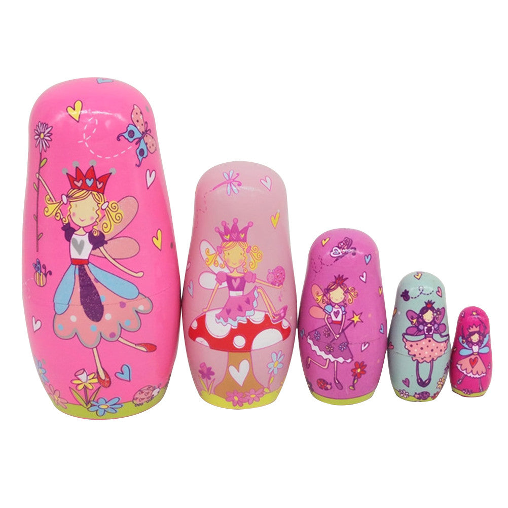 5pcs Lovely Angel Russian Nesting Dolls Handmade Wooden Matryoshka Toys Colorful Wood Baby Doll Toy Gift for Kids