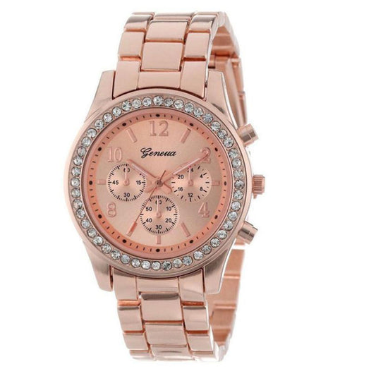 2017 Ladies Luxury Crystal Geneva Quartz Watch Women Stainless Steel Dress Wristwatches Woman Clock Female Relojes Mujer
