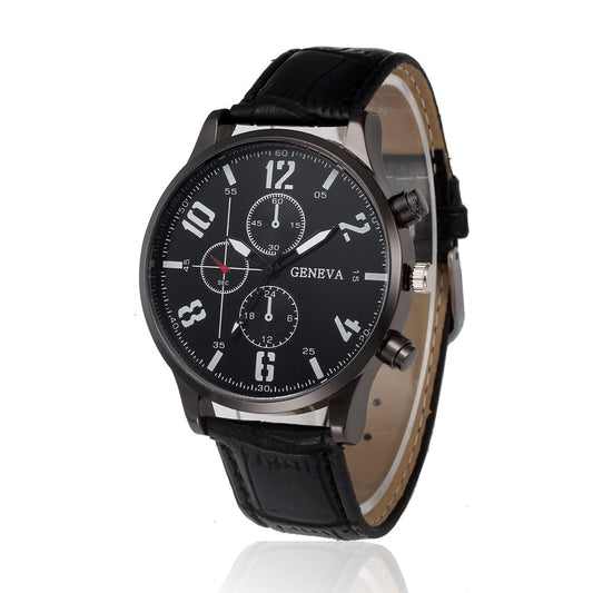 Top Fashion Geneva Men Watches Business Style Men's Quartz Wristwathes Clock Man Faux Leather Wrist Watch Relogio Masculino #