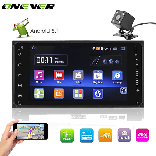 Onever 7" Android 5.1 Touch Screen Car Bluetooth GPS Navigation Radio Stereo MP5 Player for Toyota with WIFI Rear View Camera