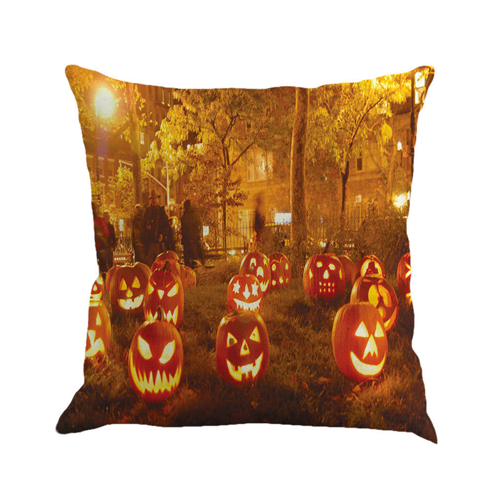 Happy Halloween Pillow Cases Linen Sofa Cushion Cover Home Decor