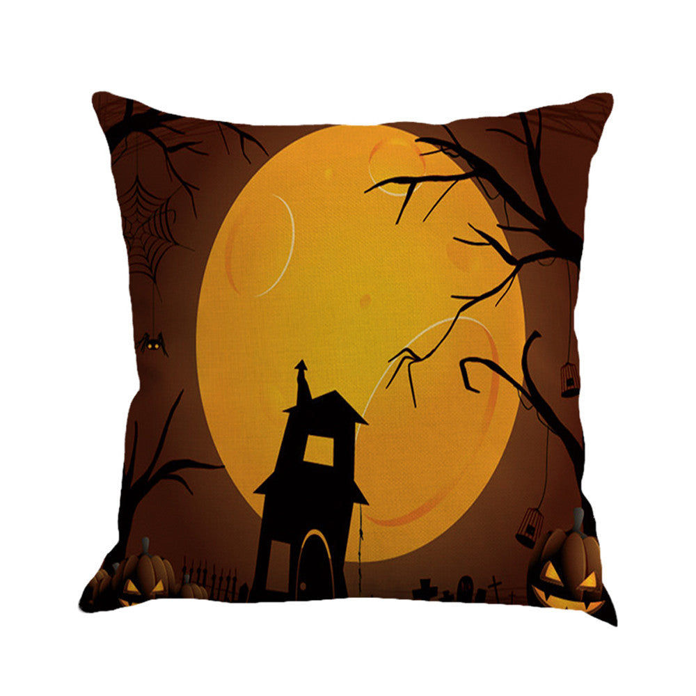 Happy Halloween Pillow Cases Linen Sofa Cushion Cover Home Decor