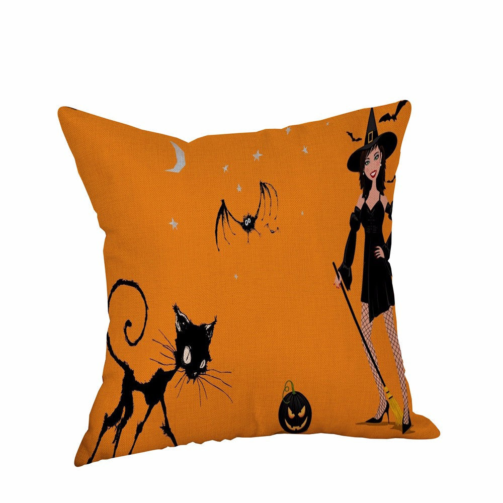 Happy Halloween Pillow Cases  Linen Sofa Cushion Cover Home Decor