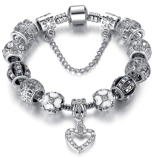 Silver Heart Charm Bracelet