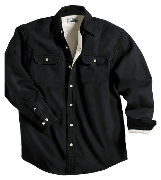 Men's Fleece-Lined Long Sleeve Denim Shirt, Black
