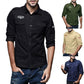 Mens Autumn Casual Military Cargo Slim Button Long Sleeve Dress Shirt Top Blouse