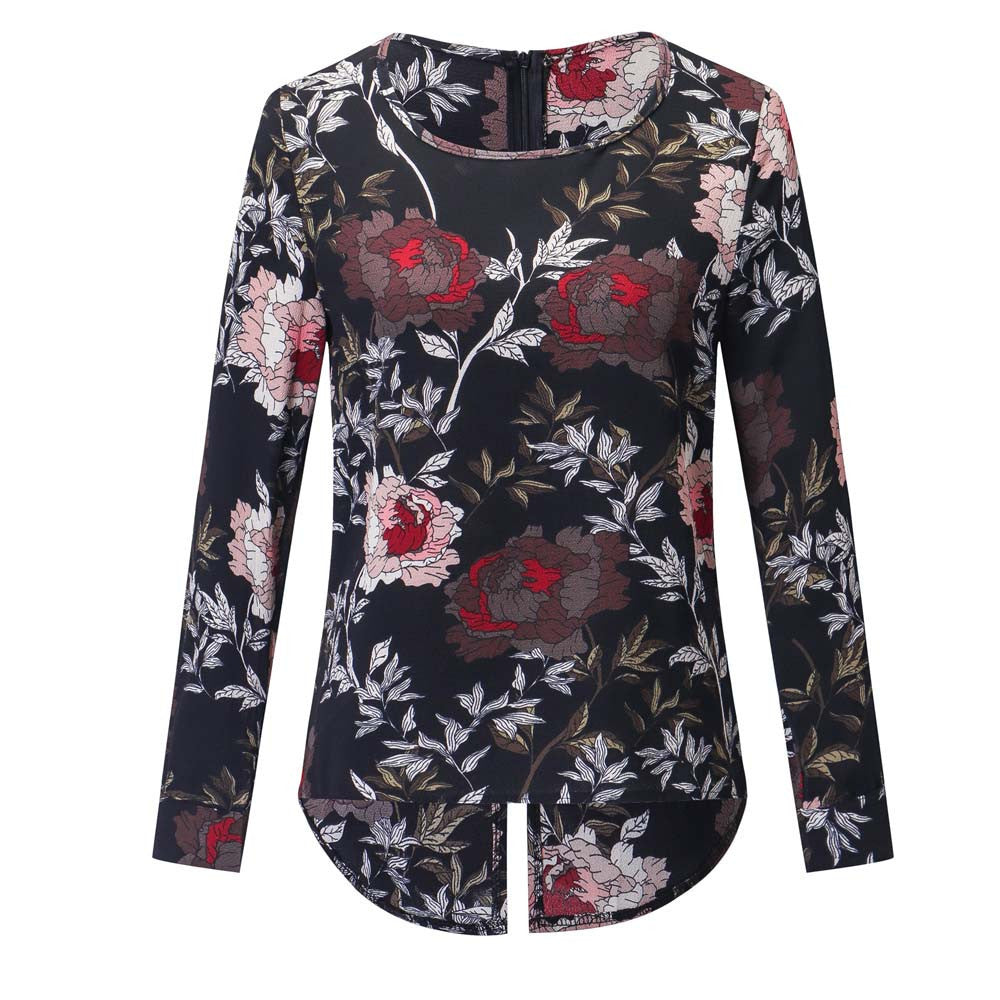 Fashion Women Autumn Long Sleeve Printed Loose Tops Casual Blouse T Shirt