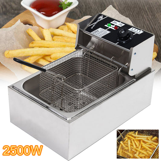 6L 2500W Commercial Electric Deep Fryer Kitchen Restaurant Frying Chip w/ Basket
