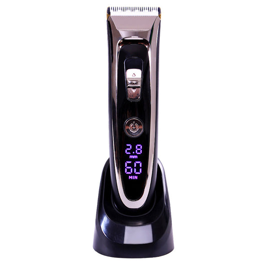 Cordless Rechargeable Electric Ceramic Blade Hair Stubble Clipper Trimmer Shaver With LED Digital Display Charge Station (EU Plug)