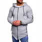 Men Casual Autumn Long Sleeve Slim Zipper Solid Color Hooded Coat Tops Blouse