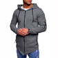 Men Casual Autumn Long Sleeve Slim Zipper Solid Color Hooded Coat Tops Blouse