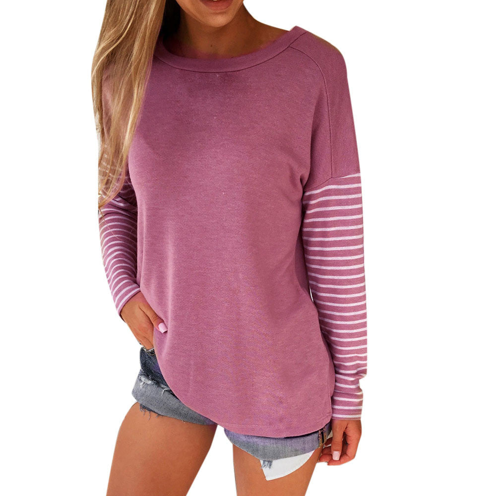 Fashion Women Ladies Long Sleeve Stripe Blouse Tops Clothes T Shirt