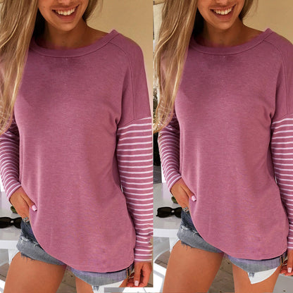 Fashion Women Ladies Long Sleeve Stripe Blouse Tops Clothes T Shirt