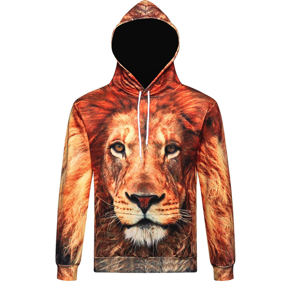 Mens 3D Pattern Autumn Winter Long Sleeve Hoodie Hooded Sweatshirt Tops Blouse
