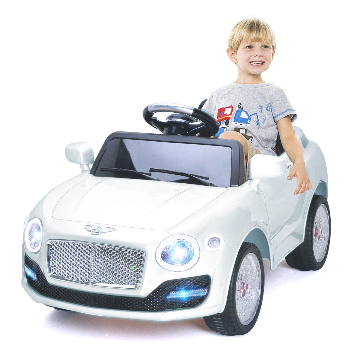 Costway 6V Kids Ride On Car Electric Battery Power RC Remote Control & Doors MP3 White
