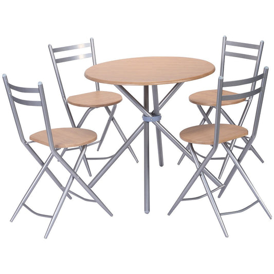 Costway 5 PCS Folding Round Table Chairs Set Furniture Kitchen Living Room New