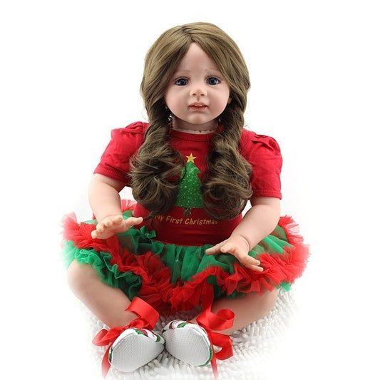 24 Inch New Fashion Reborn Doll Lifelike Hot Red Dress Girl Toy Christmas Gift