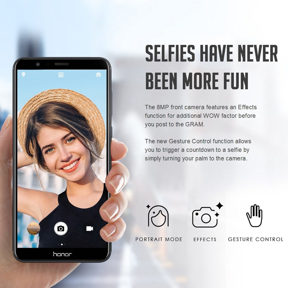 Huawei Honor 7X Face ID Mobile Phone Bezel-less 5.93 inch 2160*1080P 4GB 64GB Octa Core Dual Rear Cameras 3340mAh Fingerprint Android 8.0