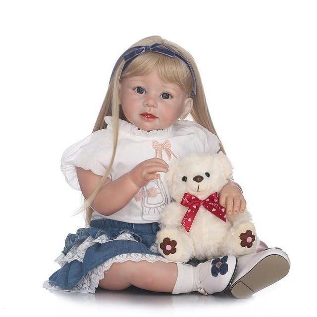 OCDAY Full Body Soft Silicone Vinyl Baby Reborn Doll 28 Inch Handmade Lifelike Kids Playmate Lovely Doll Toys Gift For Girls